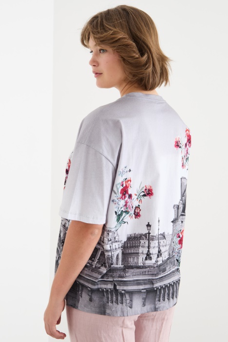 T-shirt in jersey con stampa