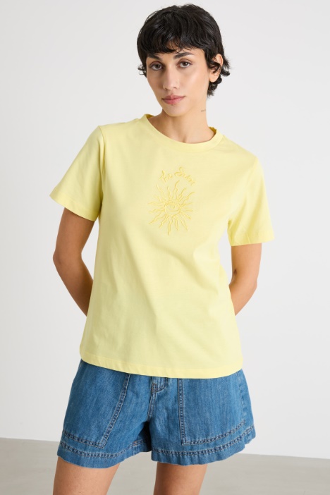 Embroidered jersey T-shirt Intrend