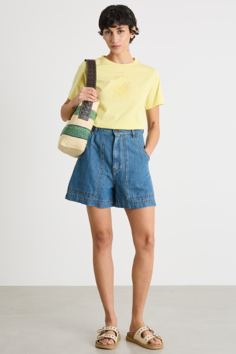 Embroidered jersey T-shirt Intrend