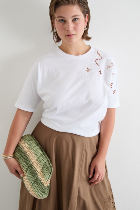 Embroidered jersey T-shirt Intrend