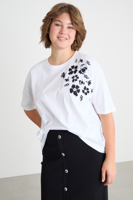Embroidered jersey T-shirt Intrend