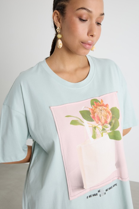 T-shirt in jersey con stampa