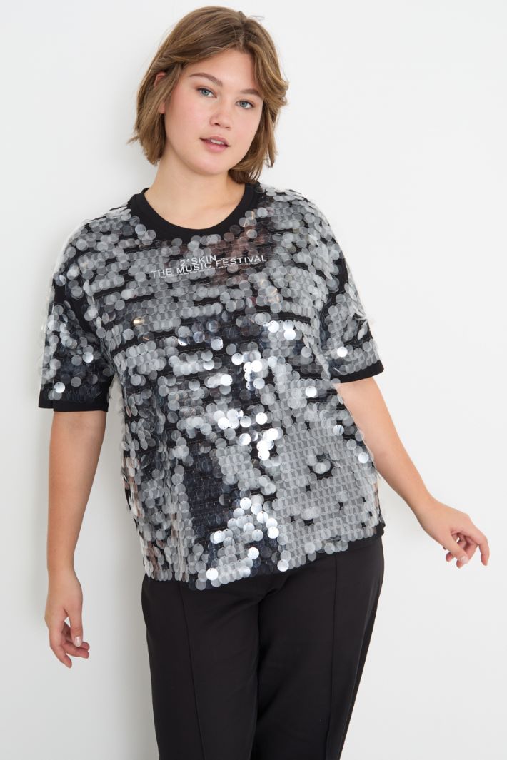 T-shirt with clear sequin embroidery Intrend - 2