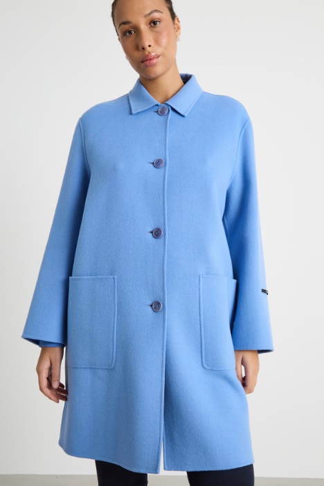 Cappotto in double con tasche applicate