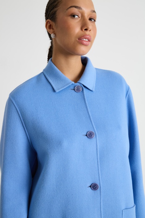 Cappotto in double con tasche applicate