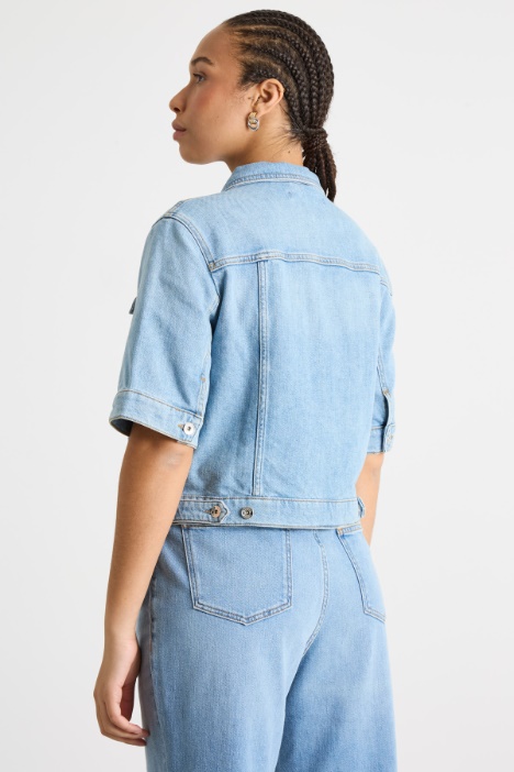 Giacca crop in jeans