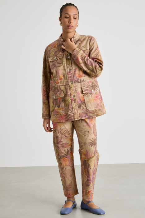 Printed drill safari jacket Intrend