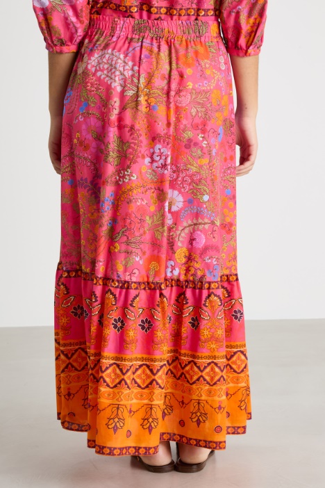 Gonna stampata con balze