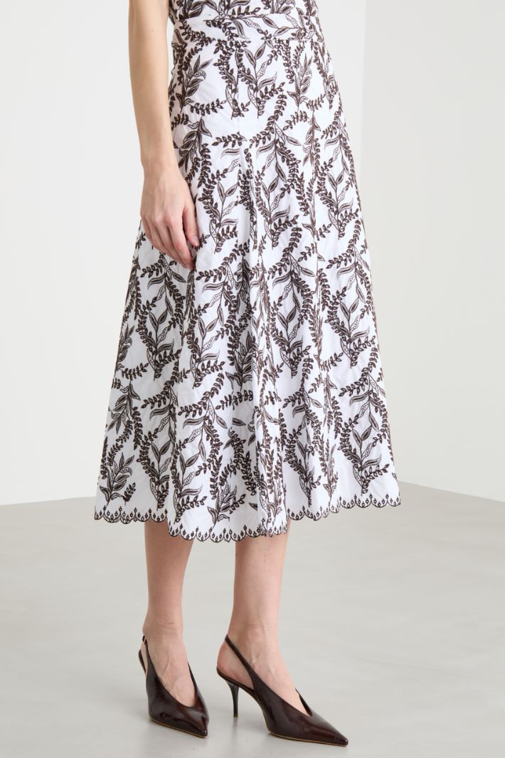 Embroidered poplin midi skirt Intrend - 2