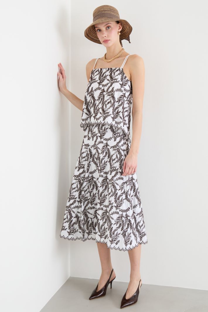 Embroidered poplin midi skirt Intrend