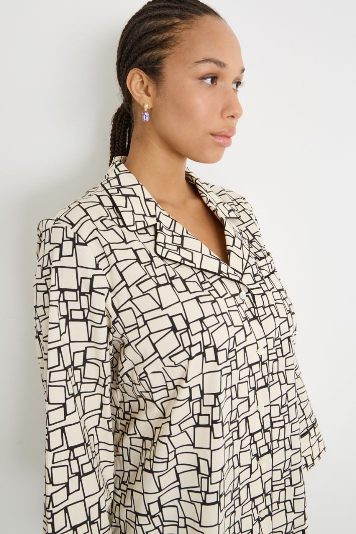 Relaxed-fit printed poplin shirt Intrend - 3
