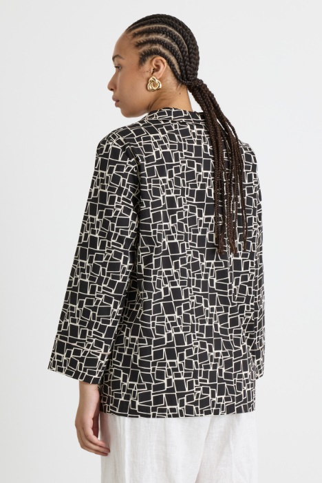 Camicia ampia in popeline stampato