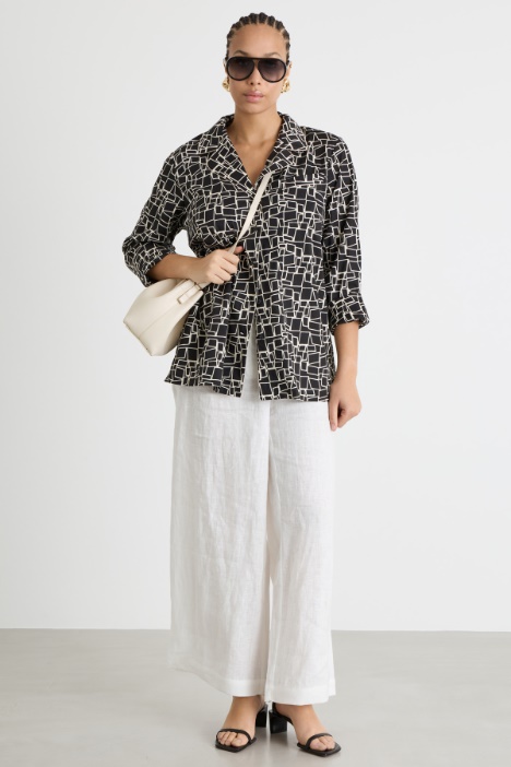 Relaxed-fit printed poplin shirt Intrend