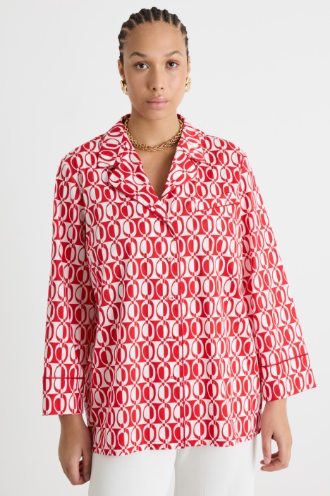 Relaxed-fit printed poplin shirt Intrend