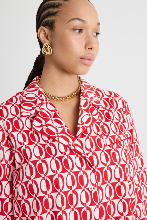 Camicia ampia in popeline stampato