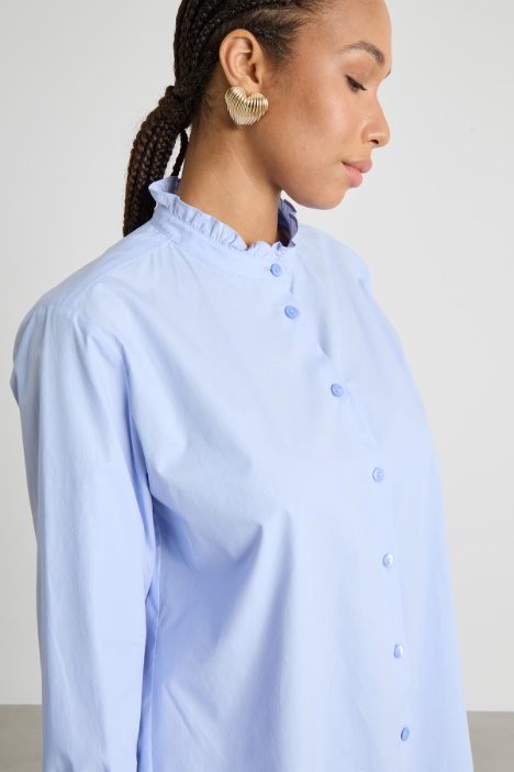 Camicia in popeline con colletto alla coreana