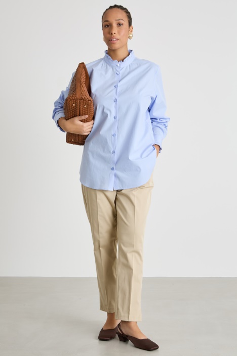 Mandarin collar poplin shirt Intrend