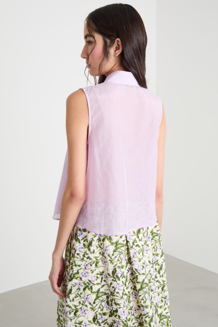 Voile and cotton poplin top Intrend - 4