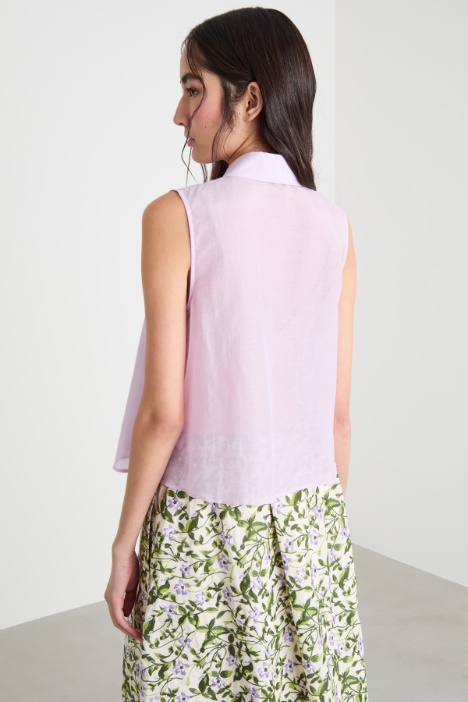 Top de voile y popelina de algodón