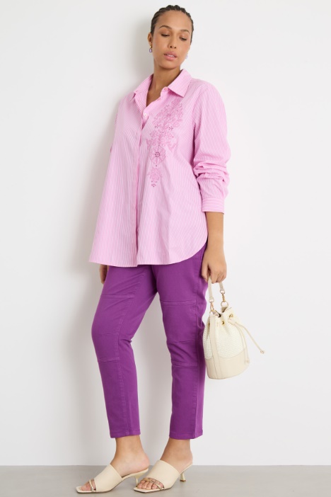 Embroidered A-line cotton shirt Intrend