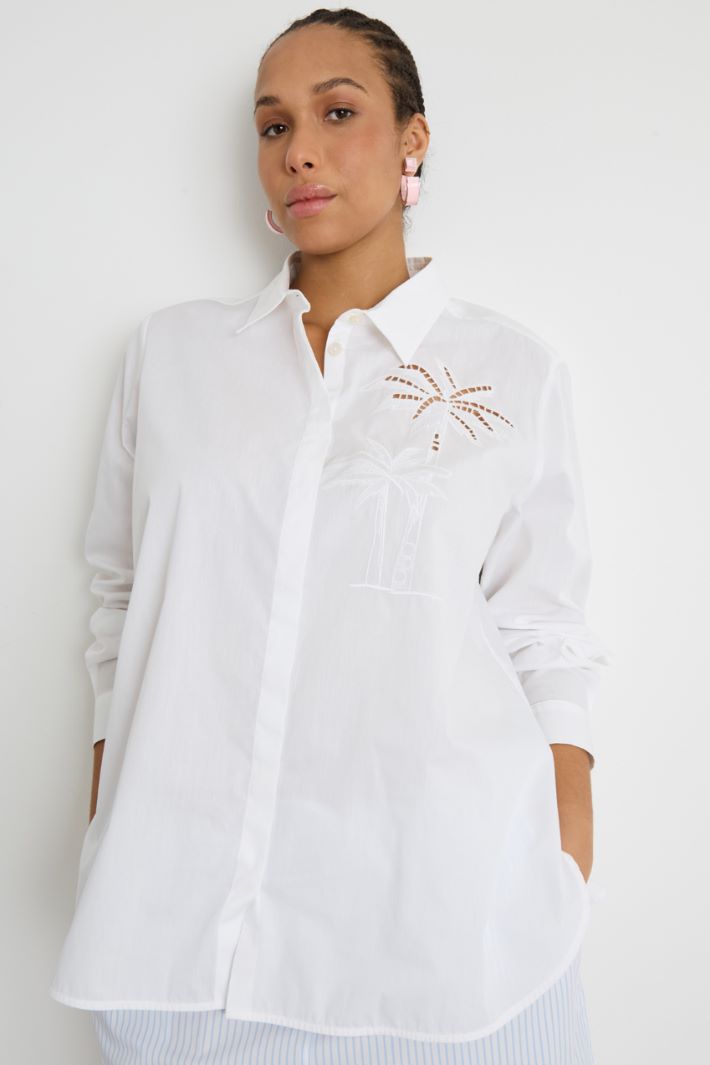 Embroidered A-line cotton shirt Intrend - 2