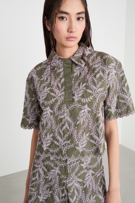 Camicia in popeline ricamato