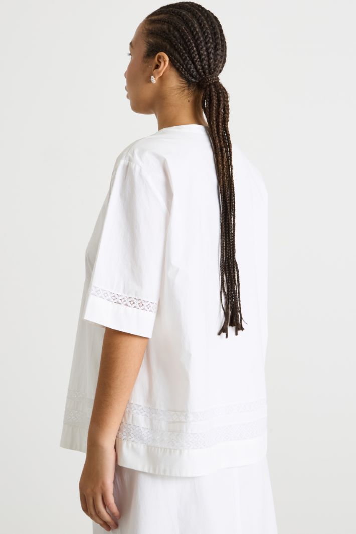 Lace-trimmed canvas blouse Intrend - 4