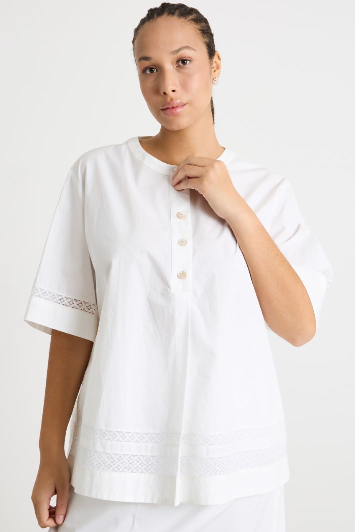 Lace-trimmed canvas blouse Intrend - 2