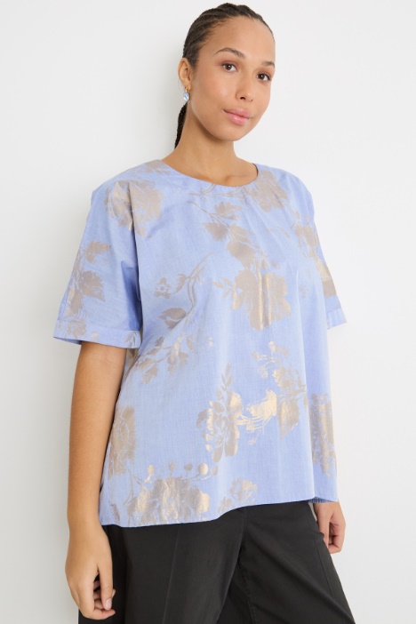 Chambray blouse with foil print Intrend