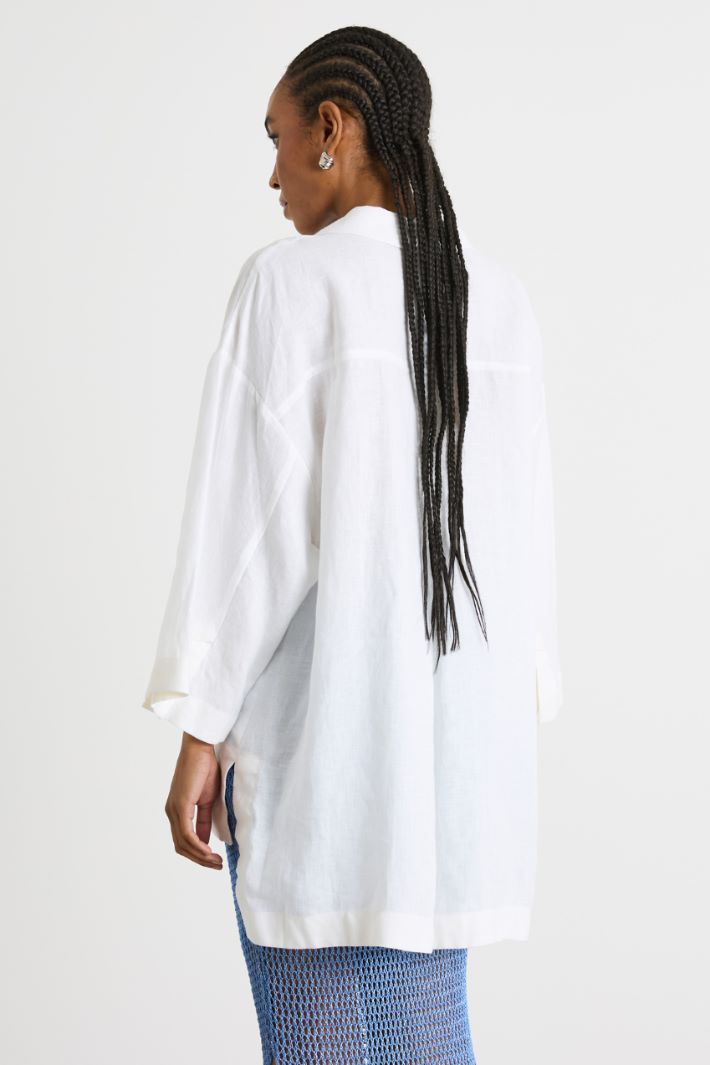 Oversized linen canvas shirt Intrend - 4