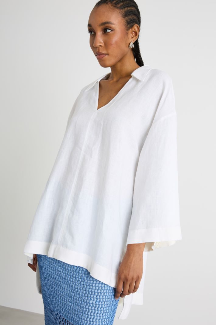 Oversized linen canvas shirt Intrend - 3