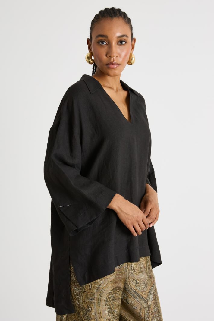 Oversized linen canvas shirt Intrend - 2