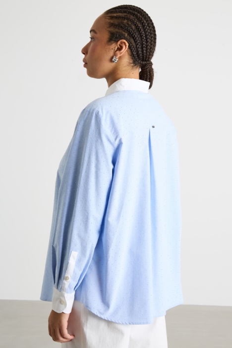 Camicia in Oxford con plastron a contrasto