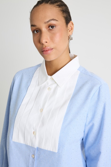 Camicia in Oxford con plastron a contrasto