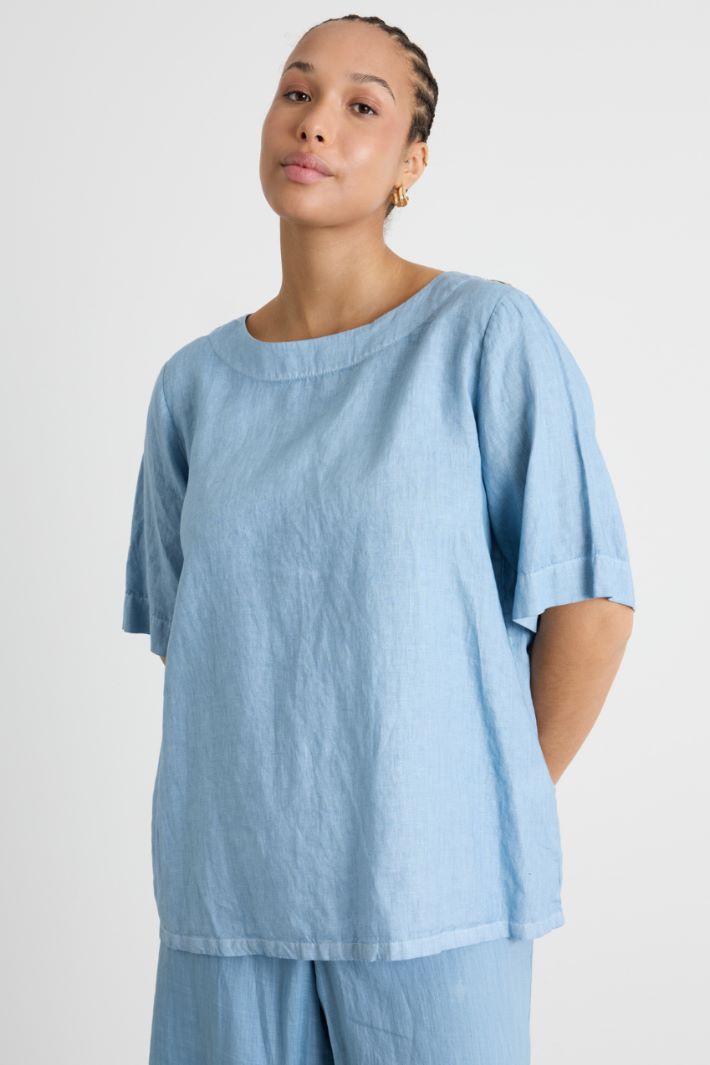 Linen Canvas Blouse Intrend - 2
