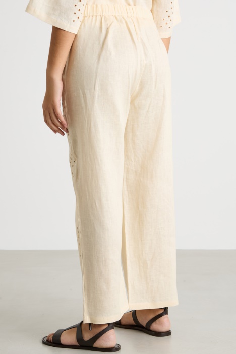 Pantalone traforato in tela