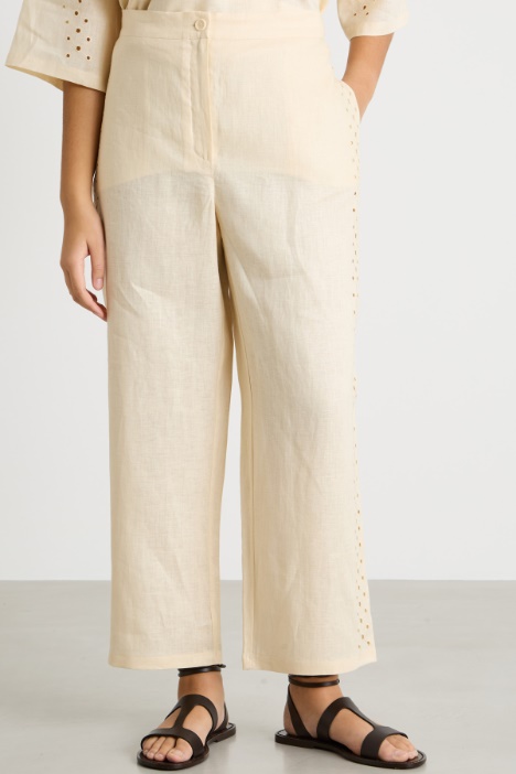 Pantalone traforato in tela