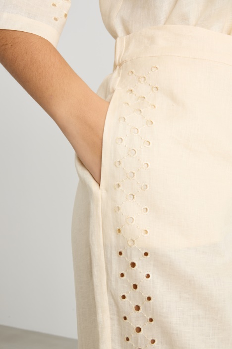 Pantalone traforato in tela