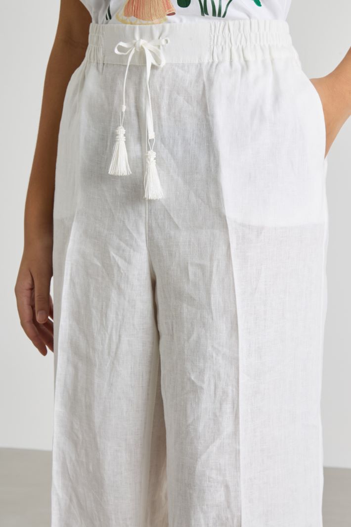 Wide-leg trousers with drawstring and tassels Intrend - 3