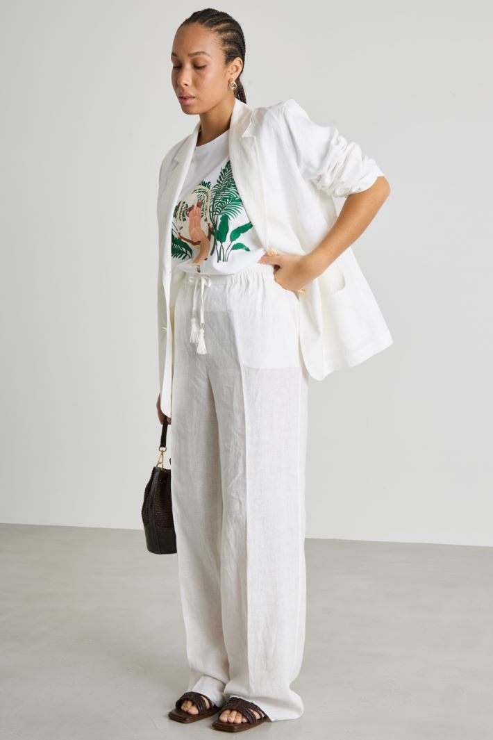 Wide-leg trousers with drawstring and tassels Intrend