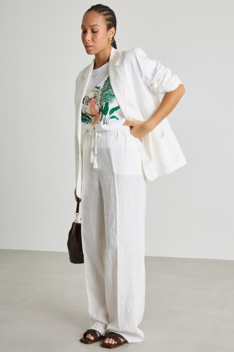Wide-leg trousers with drawstring and tassels Intrend