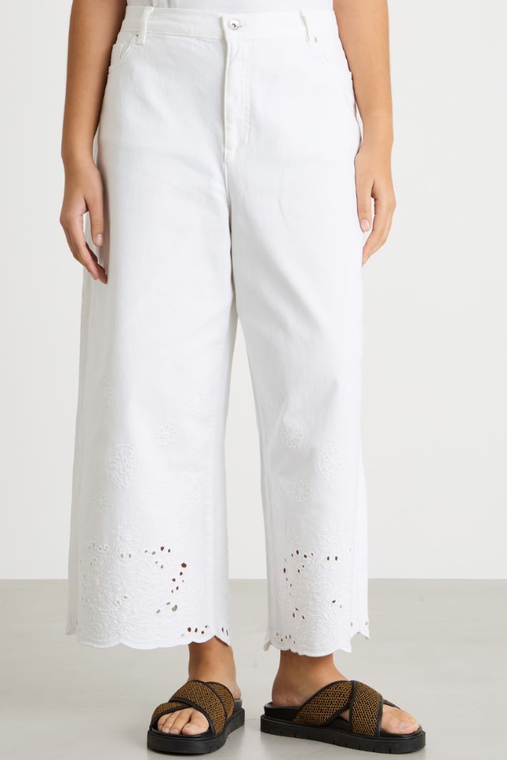 Scalloped bull denim trousers Intrend - 2