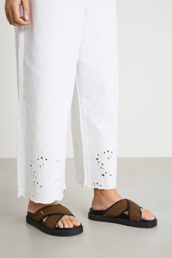 Scalloped bull denim trousers Intrend - 3