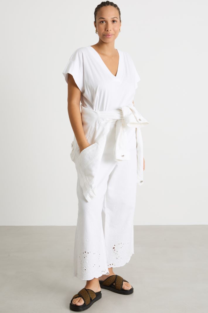 Scalloped bull denim trousers Intrend