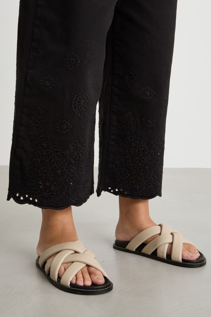 Scalloped bull denim trousers Intrend - 3