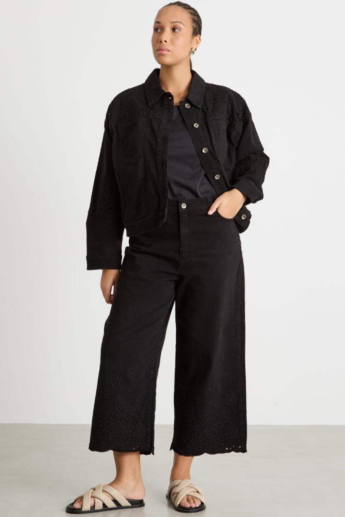 Scalloped bull denim trousers Intrend