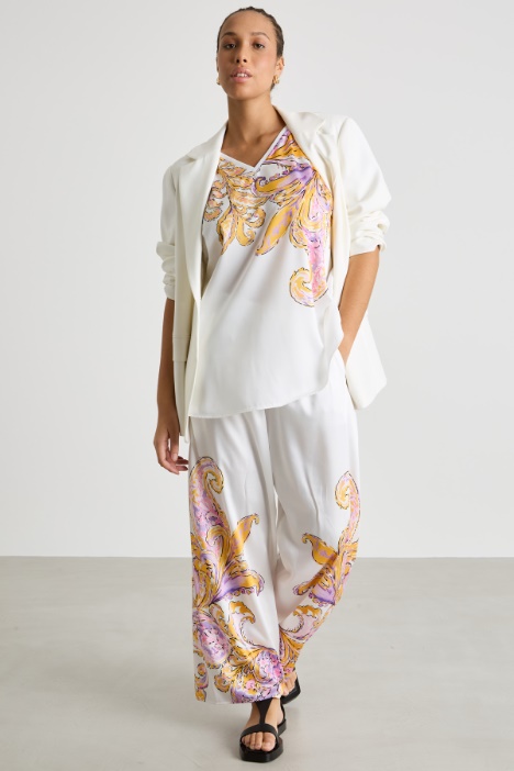 Cropped trousers in printed twill Intrend