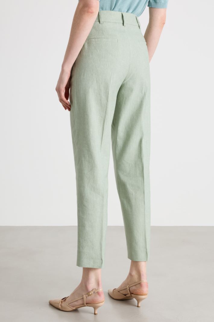 Pantaloni slim in lino e cotone Intrend - 4