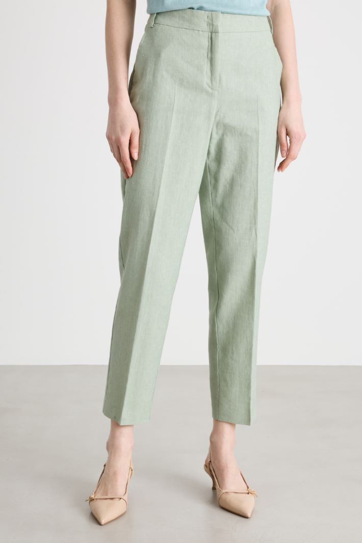 Pantaloni slim in lino e cotone Intrend - 2