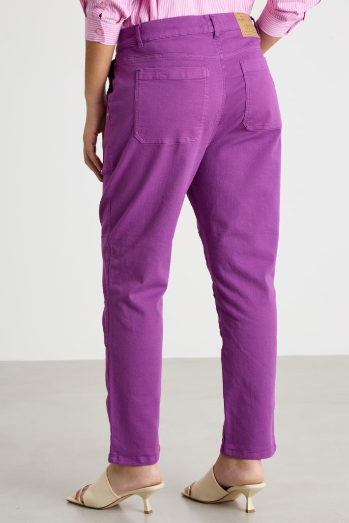 Top-stitched bull denim trousers Intrend - 4